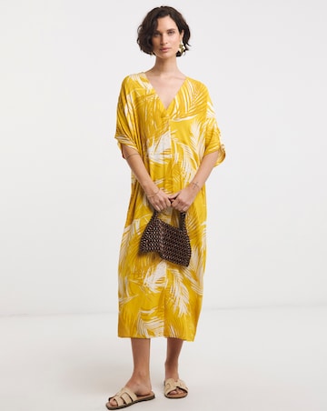 Textured Crinkle Kaftan Overhead Midi Dress