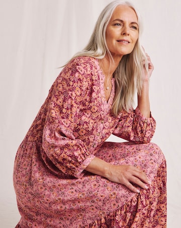 Julipa Tiered Mix Print Midi Dress