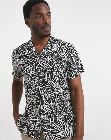 Mono Palm Print Revere Collar Shirt
