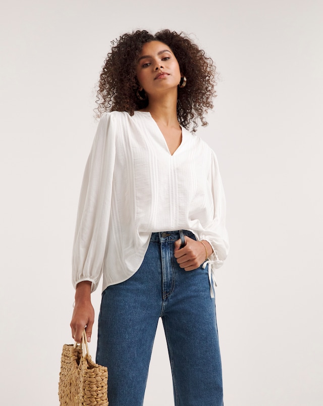 Ro&Zo Texture Balloon Sleeve Top