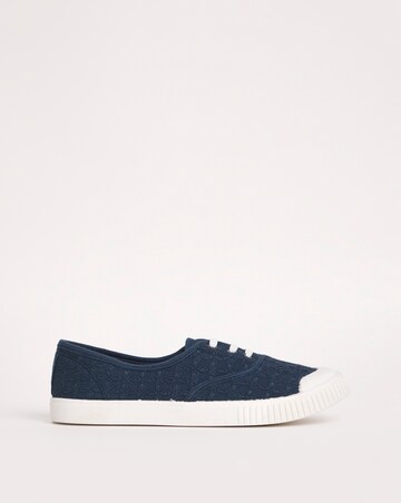 Burney Broderie Lace Up Plimsole Trainers Standard D Fit