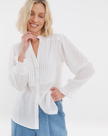 Tux Detail Frill Sleeve Blouse