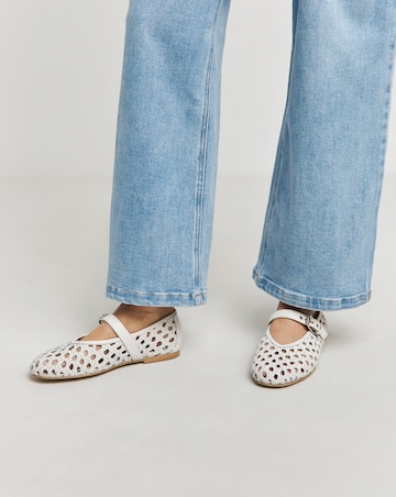 Anthology Valerian Leather Woven Mary Jane Ballerinas - Wide Fit (E)