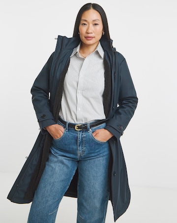 Navy Fleece Lined Rubberised Raincoat