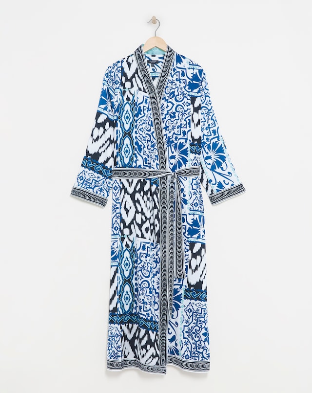 Stretch Satin Kimono Tie Gown