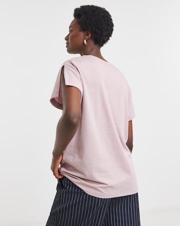 Pure Cotton Crew Neck Split Sleeve T-shirt