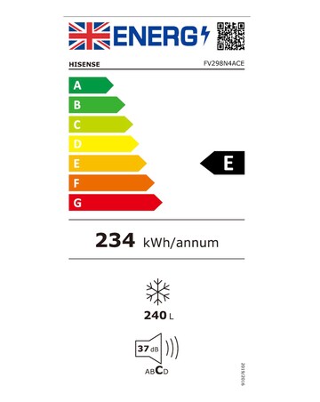 Hisense FV298N4ACE Frost Free Upright Freezer - Stainless Steel E Rated