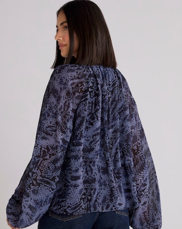 Ro&Zo Snake Print Blouson Sleeve Blouse