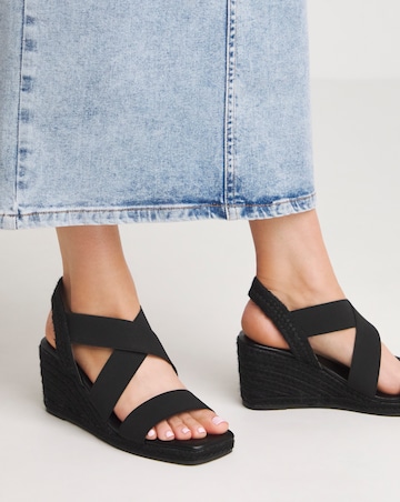 Simply Be Kelly Elastic Strap Wedge Espadrille Sandals - Extra Wide Fit (EEE)