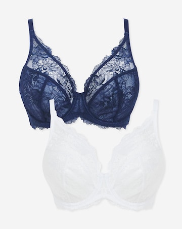 Pretty Secrets (2 Pack) New Ella Full Cup Wired Bras (C-J) Navy/White