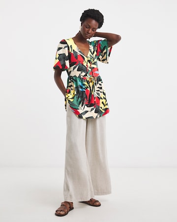 Tie Front Angel Sleeve Longline Top