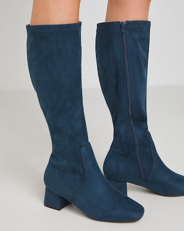 Demi Knee Kigh Heeled Boot - Extra Wide Fit (EEE) & Standard/Curvy Calf