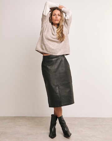 Anthology Black Leather Midi Skirt
