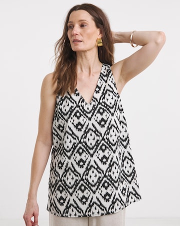 Printed V Neck Woven Vest