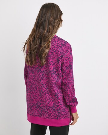 Purple Print Side Zip Longline Sweatshirt