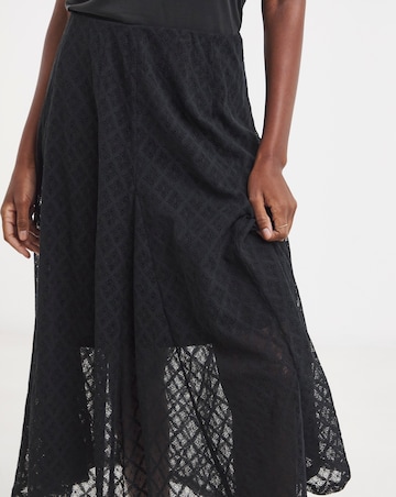 Black Lace Godet Skirt