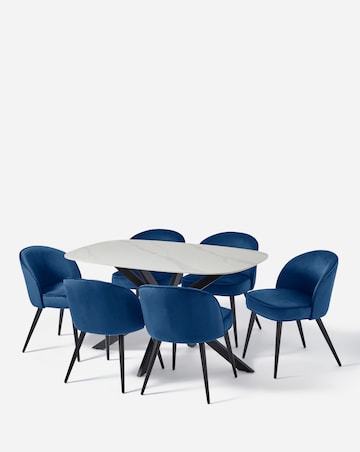 Brock Dining Table with 6 Emilie Velvet Chairs