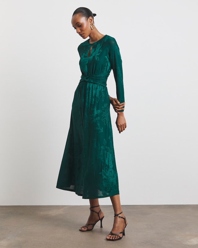 knee length dresses for ladies Rent Joanna Hope Printed Mesh Midi Dress main image 1