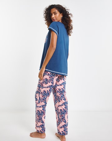 Joe Browns Jersey Pyjamas In a Bag Cheetah Print