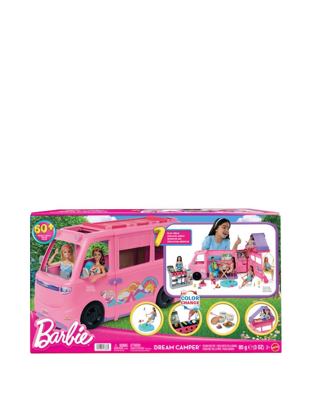 Barbie Dream Camper Playset with Roof Tent, BBQ Grill with Color-Change Feature