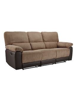 Harlow Fabric/Faux Leather Recliner 3 Seater Sofa