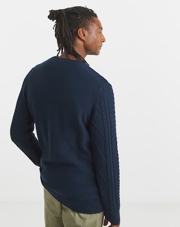 Dark Navy Cable Knit Crew Neck