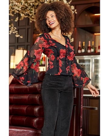 Sosandar Ruffle Front Wide Sleeve Top