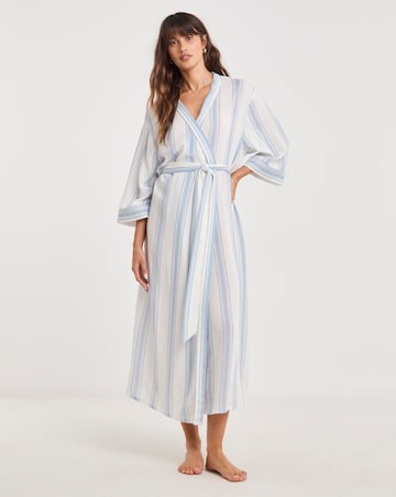 Stripe Linen Midi Dressing Gown