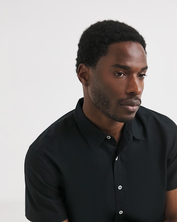 Short Sleeve Linen Blend Shirt