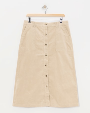 Julipa Pure Cotton Button Down Stretch Cord Skirt
