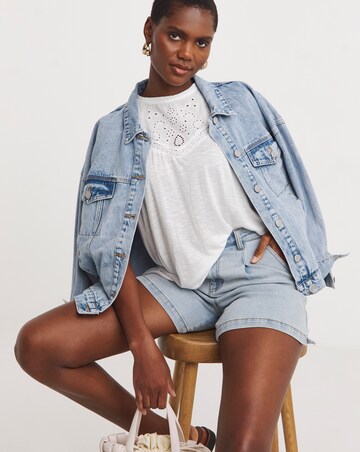 White Embroidered Yoke Vest