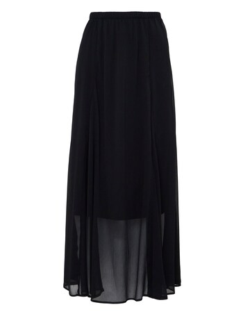Black Godet Sheer Hem Maxi Skirt