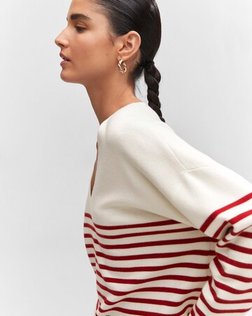 Mango Stripe V Neck Jumper