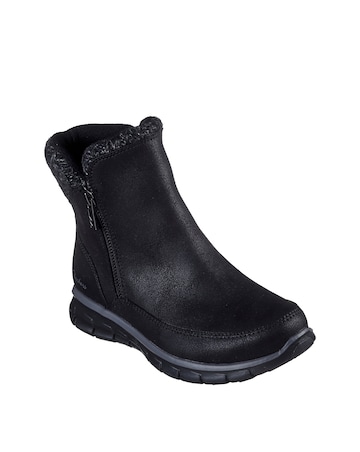 Skechers Synergy Sparkly Knit Zip Up Boot - Standard Fit