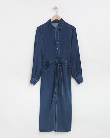 Mid Blue Lyocell Denim Midi Dress