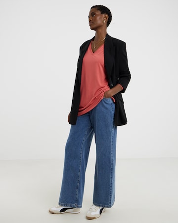 V-Neck Split Hem Slouch T-Shirt