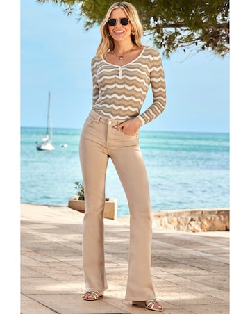 Sosandar Chevron Stripe Square Neck Jumper