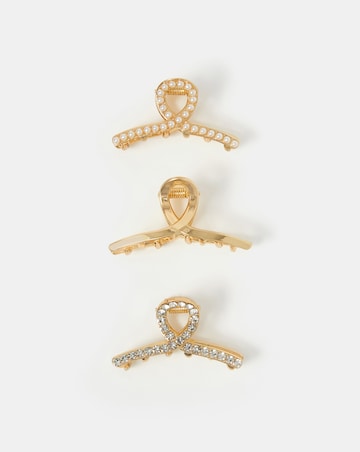 Accessorize 3-Pack Pearl Twist Claw Clips