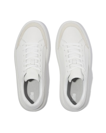 Fitflop Leather Blend Lace Up Trainers Urban White - Standard Fit (D)