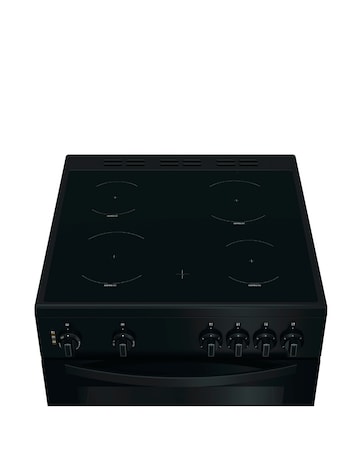 Indesit IDE6VMB 60cm Electric Double Cooker with Ceramic Hob - Black