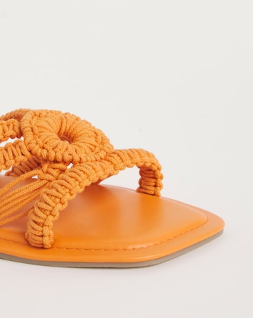 Simply Be Macrame Woven Mule Flat Sandals - Wide Fit (E)
