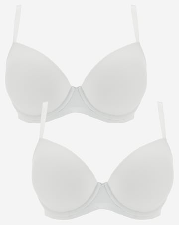 2 Pack Feather Touch Moulded T Shirt Bras B-F