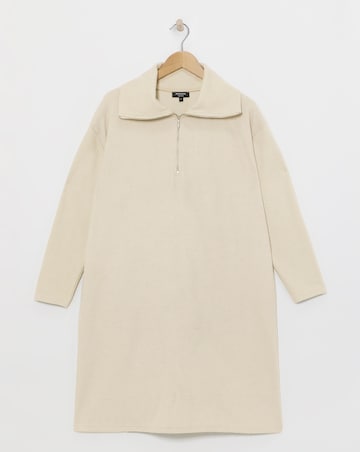 Roll Neck Zip Detail Cut and Sew Short Dress