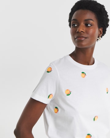 Pure Cotton Embroidered Peach T-Shirt
