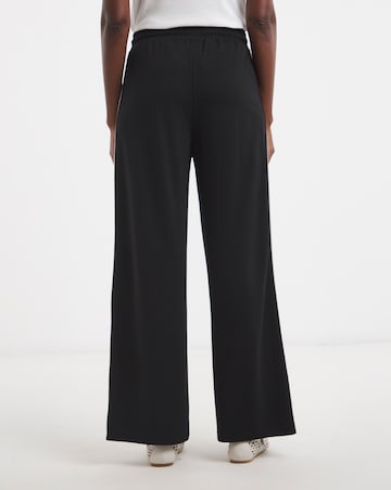 Black Stretch Ponte Side Stripe Wide Leg Trouser