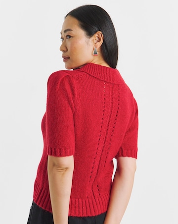 Red Fluffy Collar Jumper