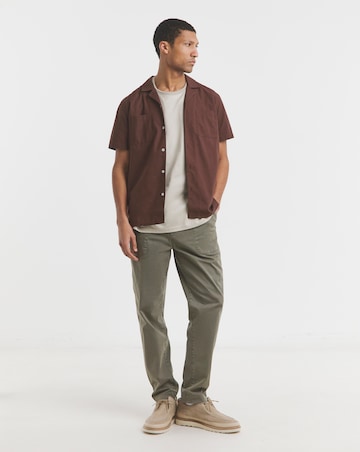 Short Sleeve Revere Collar Linen Blend Shirt