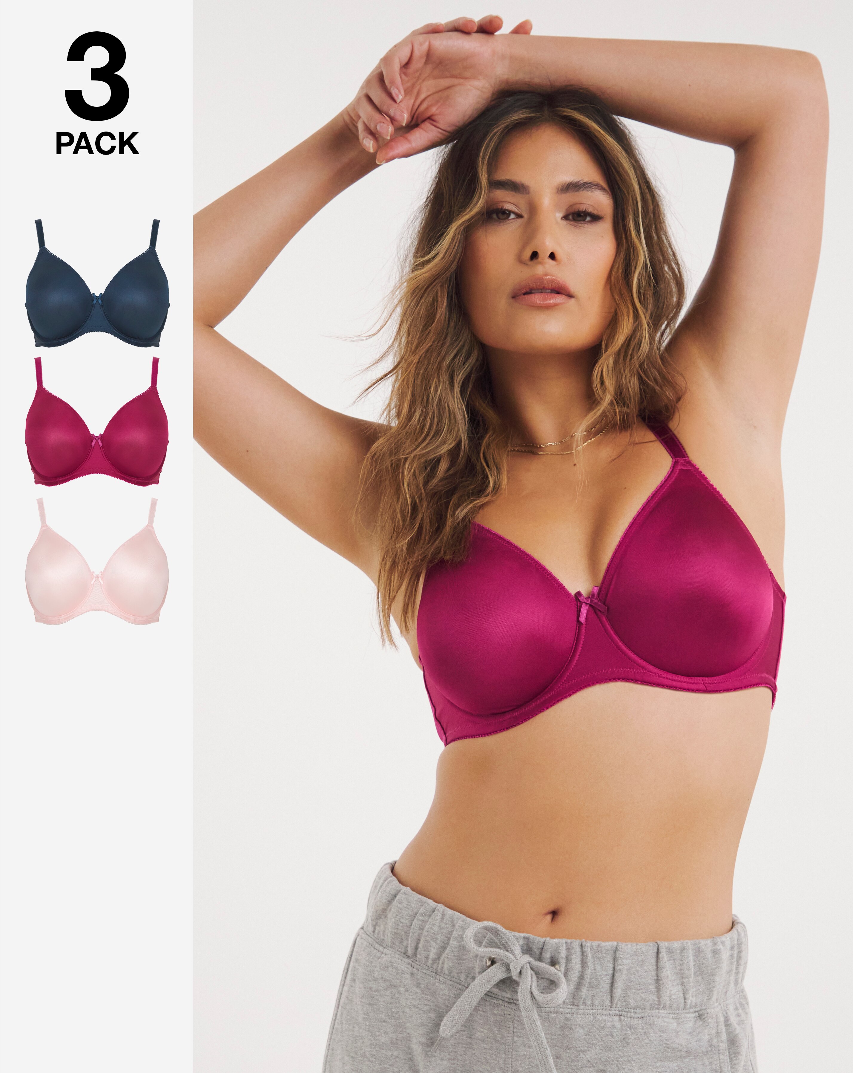 Pretty Secrets 3 Pack Claire Wired Bras B-E