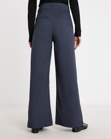 Navy Stretch Wide Leg Chino Trouser