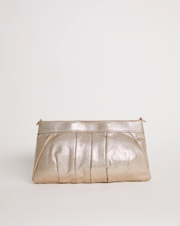 Gold Frame Detail Ruched Clutch Bag